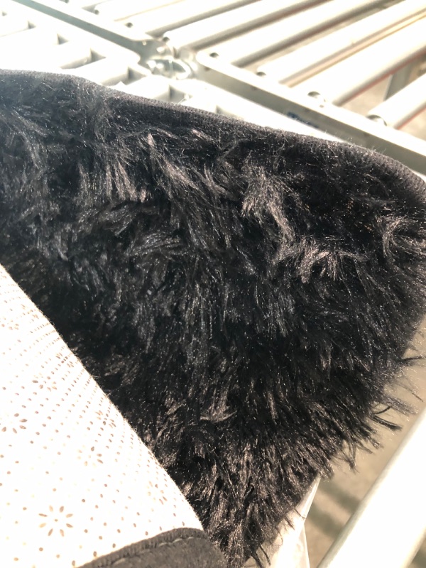 Photo 4 of ANVARUG Fluffy Rugs for Living Room, 5’x8’ Area Rug, Luxurious Shag Carpet Rugs for Bedroom, Anti-Skid Shaggy Rectangular Area Rug, Black 5x8 Feet Black