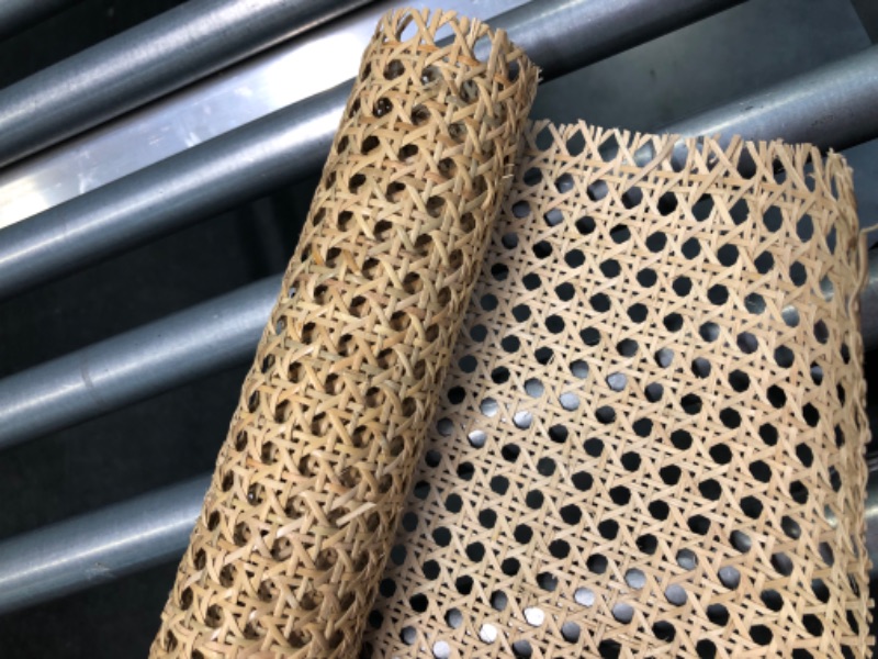 Photo 4 of 24" Width Cane Webbing, 2 Feet Natural Rattan Webbing Roll for Caning Projects, Net Pre-Woven Open Mesh Cane Net Rolling for Cabinet, Ceiling, Furniture, Chair