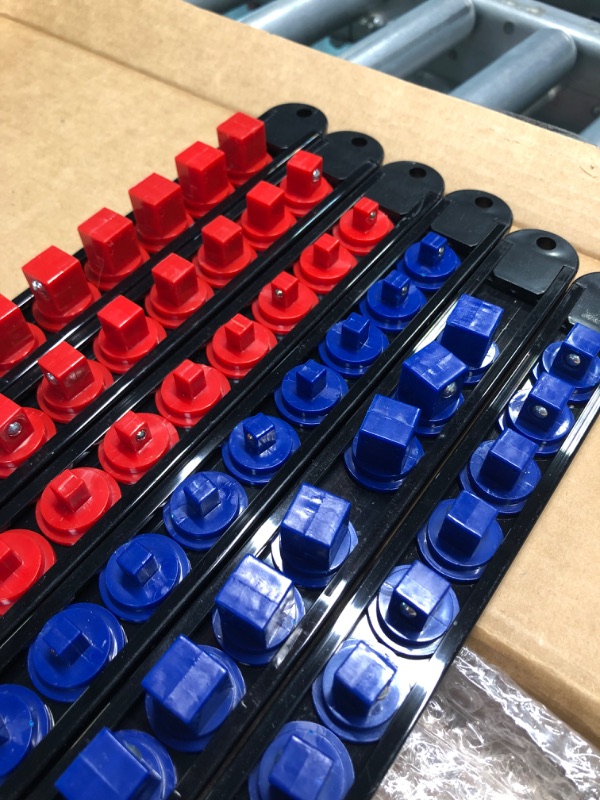 Photo 4 of  6PCS ABS Socket Organizer, 1/4", 3/8", 1/2", Premium Quality Socket Holders, Blue&Red Clips