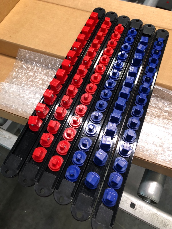 Photo 3 of  6PCS ABS Socket Organizer, 1/4", 3/8", 1/2", Premium Quality Socket Holders, Blue&Red Clips