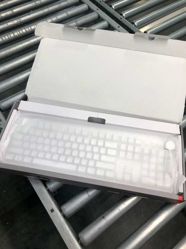 Photo 1 of i-rocks K71M RGB Mechanical Gaming Keyboard with Media Control Knob, Gateron Switches (Red), 104 Keys w/Full NKRO, PBT Keycaps, Multimedia Hotkeys, Detachable USB-C Cable and Onboard Storage, White Gateron Switches (Red) White
