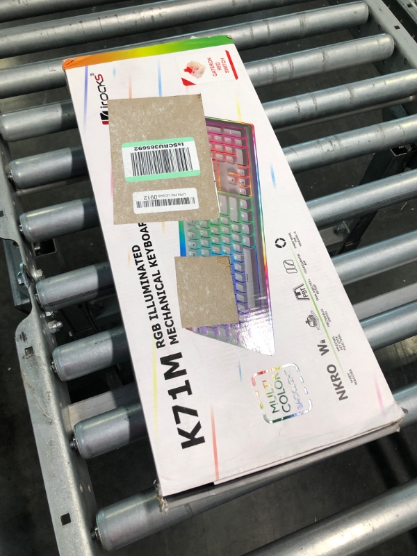 Photo 1 of i-rocks K71M RGB Mechanical Gaming Keyboard with Media Control Knob, Gateron Switches (Red), 104 Keys w/Full NKRO, PBT Keycaps, Multimedia Hotkeys, Detachable USB-C Cable and Onboard Storage, White Gateron Switches (Red) White