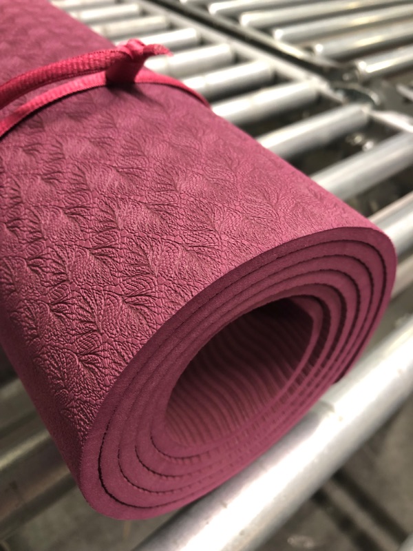 Photo 5 of Ewedoos Eco Friendly Yoga Mat with Alignment Lines, TPE Yoga Mat Non Slip Textured Surfaces ¼-Inch Thick High Density Padding To Avoid Sore Knees, Perfect for Yoga, Pilates and Fitness Purple