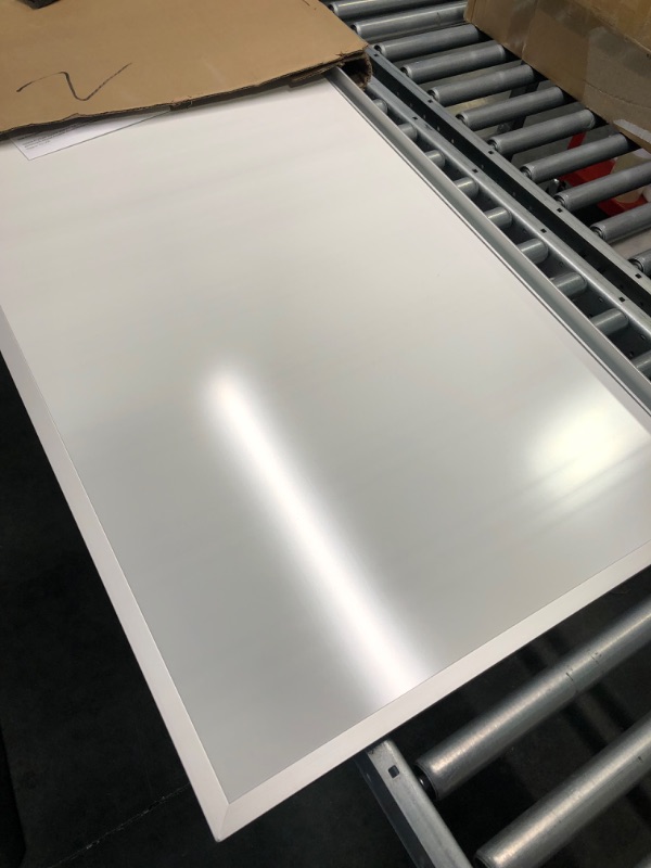 Photo 3 of Optima Dry Erase Board 3' Wide x 2' Tall, Magnetic Receptive 1/4" Thick Porcelain Steel Whiteboard, Mitered Anodized Aluminum Frame, Polished Aluminum Full-Length 1" Tray, Made in The USA 2' Tall x 3' Wide Ceramic Porcelain Steel, Magnetic