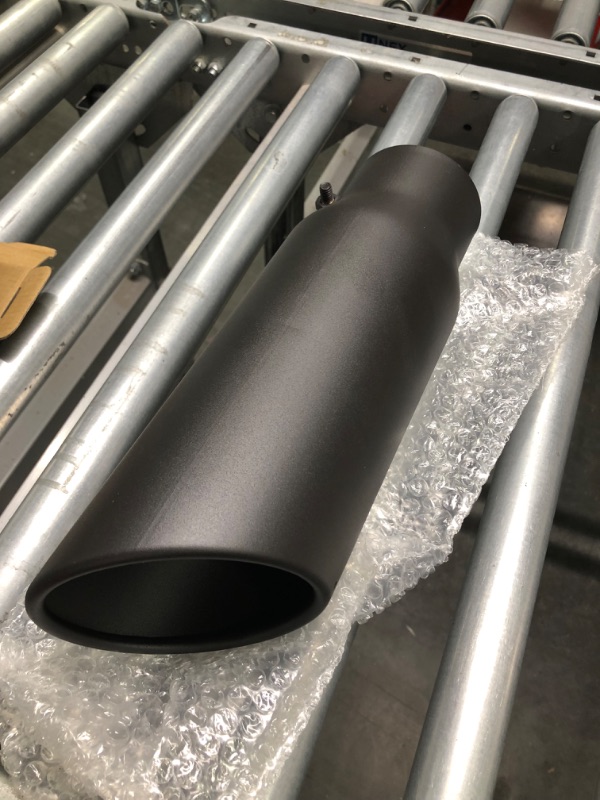 Photo 3 of 3" Inlet Black Exhaust Tip, LCGP 3" x 4" x 12" Universal Bolt On Stainless Steel Diesel Exhaust Tailpipe Tip Black-Bolt On 3" ID /4" OD/ 12" Long