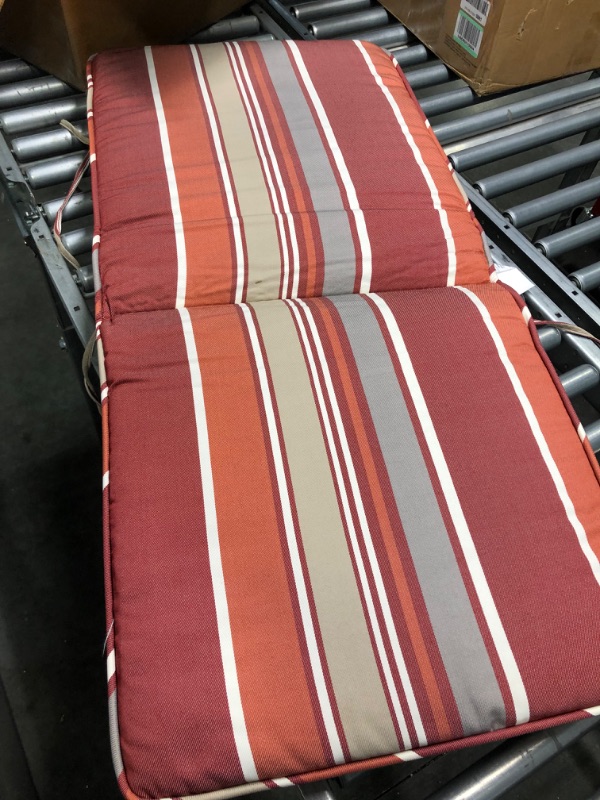 Photo 4 of allen + roth Red Stripe Patio Chair Cushion