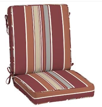 Photo 1 of allen + roth Red Stripe Patio Chair Cushion