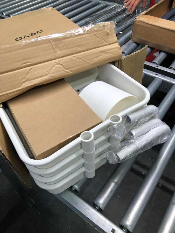 Photo 1 of Devo 4 Tier Utility Rolling Cart, Heavy Duty Storage Cart, with Handle, 4 Side Hooks, 2 Storage Cups and Lockable Wheels, Organizer Cart for Bathroom Kitchen Office Classroom, White
