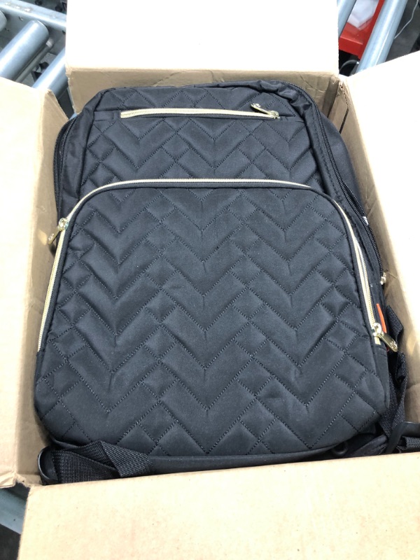 Photo 1 of Fisher Price Diaper Bag Backpack - Signature Collection, with Cell Phone and Tablet Pockets and Stroller Clips (Black)