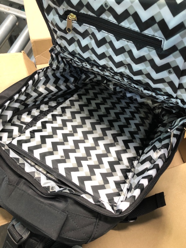 Photo 1 of Fisher Price Diaper Bag Backpack - Signature Collection, with Cell Phone and Tablet Pockets and Stroller Clips (Black)