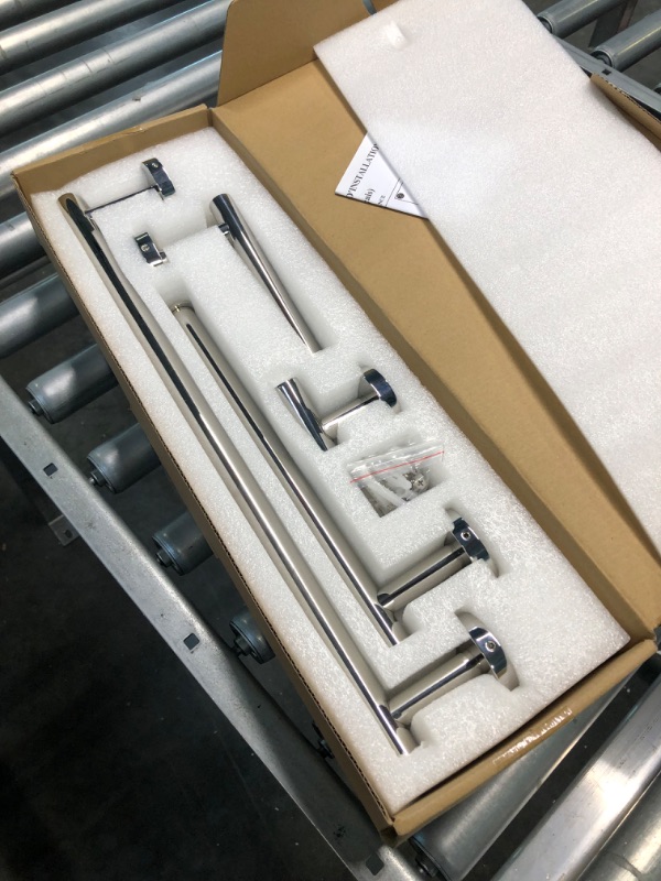 Photo 1 of BAGNOLUX Bathroom Hardware Set 4 Piece Towel Bar Set Hand Towel Holder Toilet Paper Holder Robe Hook, Polished Chrome Wall Mounted