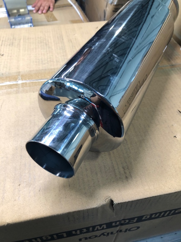 Photo 5 of EVIL ENERGY Exhaust Muffler, Stainless Steel Exhaust Tip, Universal 18.5" Length (Burnt, 2.5'' Inlet 4'' Outlet) 2.5" in 4" out-Burnt