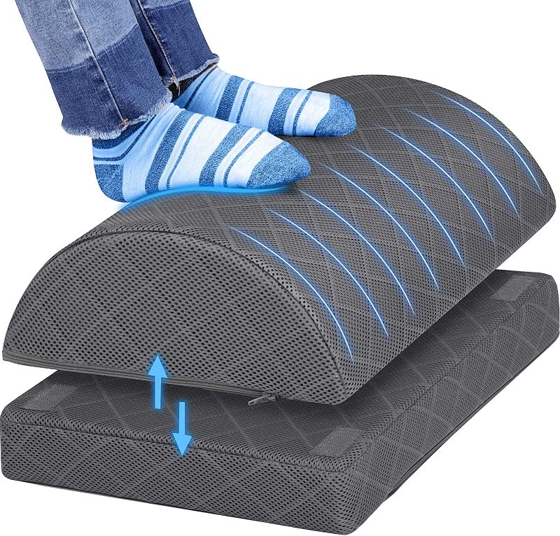 Photo 1 of CushZone Foot Rest for Under Desk at Work Adjustable Foam for Office, Work, Gaming, Computer, Gift, Home Office Accessories Back & Hip Pain Relief (Grey)