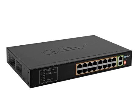 Photo 1 of BV-Tech 16 Port PoE+ Switch with 2 Gigabit Ethernet or SFP Uplink, Long Range | POE-SW1602
