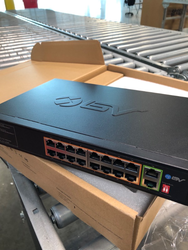 Photo 5 of BV-Tech 16 Port PoE+ Switch with 2 Gigabit Ethernet or SFP Uplink, Long Range | POE-SW1602
