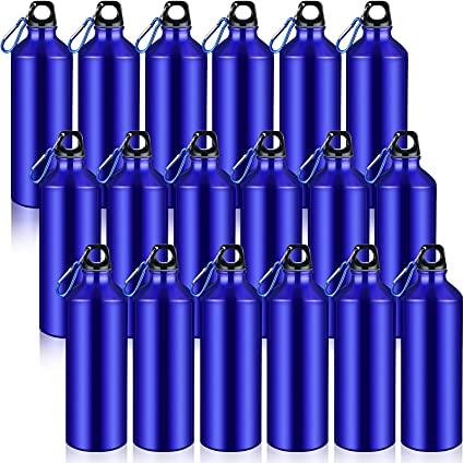 Photo 1 of 18 Pieces Aluminum Sport Water Bottles Bulk 24 oz Lightweight Water Bottles Reusable Leak Proof Water Bottles with Hook and Twist Cap for Bike, Camping, Climbing, Travelling, Indoor, Outdoor