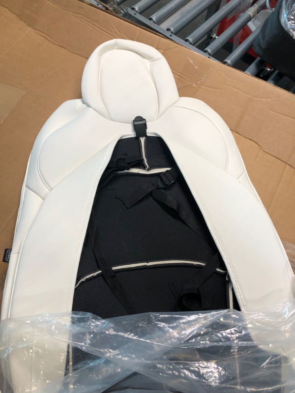 Photo 4 of Maysoo Tesla Seat Covers Model Y white car seat covers Nappa Car Seat Covers,Tesla Model Y 2023 2022 2021 2020 Seat Cover Car Interior Cover All Weather Protection(White-Nappa,Model Y(Front Seat Kit))