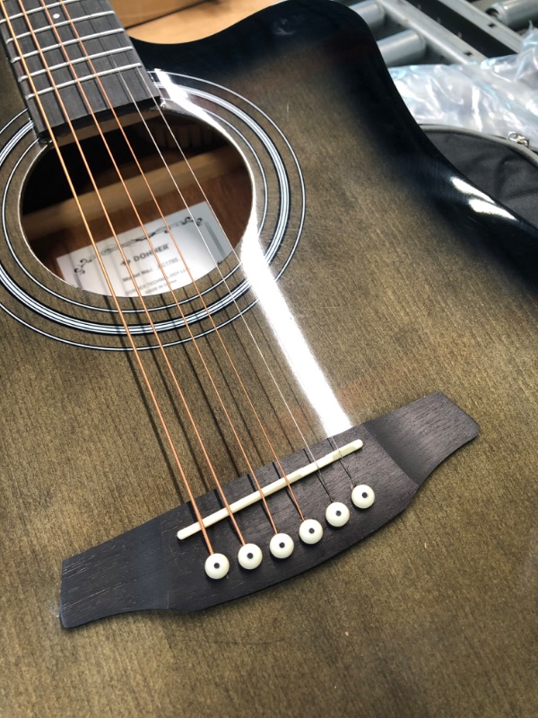 Photo 1 of Donner Full Size Acoustic Electric Guitar for Beginner Intermediate with Amplifier Capo Strap Pick Tuner 41 Inch Acustica Electro Guitarra Kit