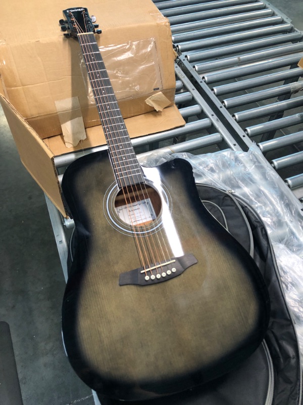 Photo 1 of Donner Full Size Acoustic Electric Guitar for Beginner Intermediate with Amplifier Capo Strap Pick Tuner 41 Inch Acustica Electro Guitarra Kit