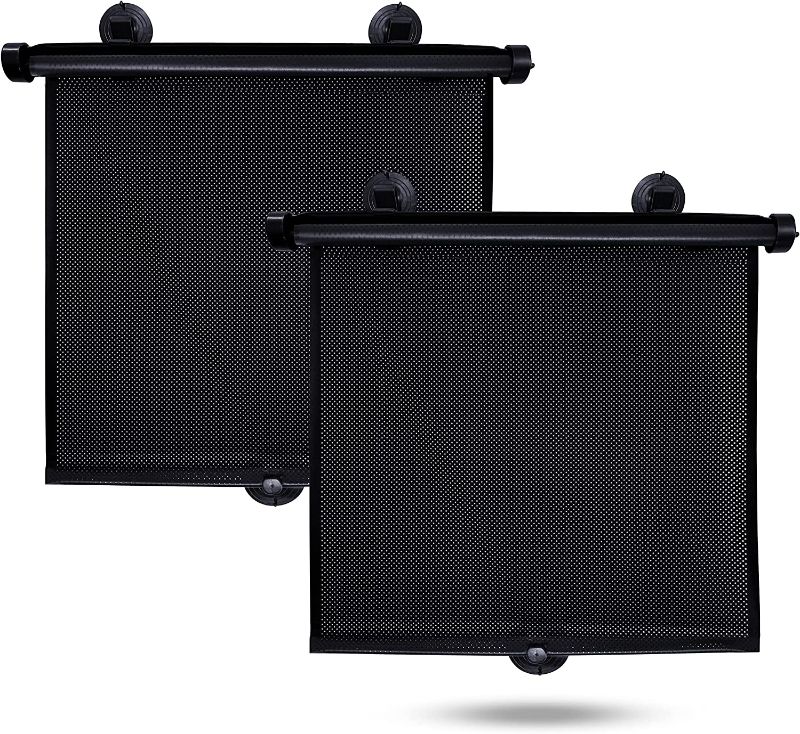 Photo 1 of EcoNour Car Side Window Sun Shade (2 Pack) | Retractable Car Roller Sunshade for Kids | Baby Car Window Shades for UV and Sun Glare Protection | Baby Car Travel Accessories (15"x17")