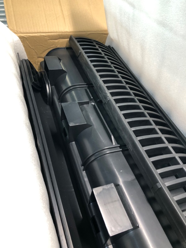 Photo 6 of BARONAGE Trench Drain System Black Channel Drain with HDPE Plastic Grate Cover and End Caps, Plastic Garage Floor Trough Drains for Driveway Garden Grassed Pool Walkway-5.7x3.1x39 Inch 3 Pack 3 Packs