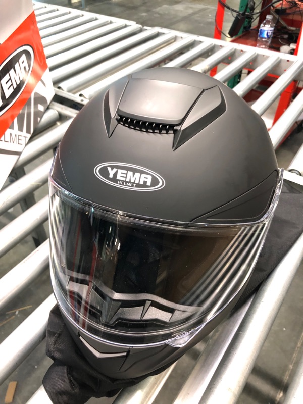 Photo 1 of Motorcycle Full Face Helmet DOT Approved - YEMA YM-831 Motorbike Moped Street Bike Racing Crash Helmet with Sun Visor for Adult, Men and Women - Matte Black, XL Matte Black X-Large
