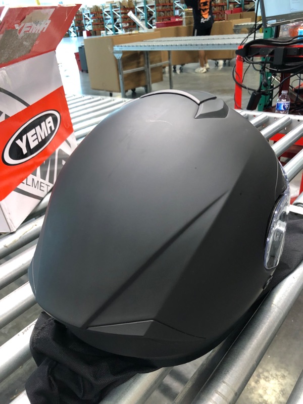 Photo 1 of Motorcycle Full Face Helmet DOT Approved - YEMA YM-831 Motorbike Moped Street Bike Racing Crash Helmet with Sun Visor for Adult, Men and Women - Matte Black, XL Matte Black X-Large