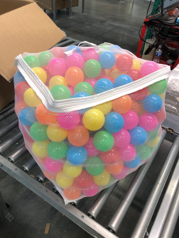 Photo 3 of Amazon Basics BPA Free Crush-Proof Plastic Ball Pit Balls with Storage Bag, Toddlers Kids 12+ Months, 6 Bright Colors - Pack of 400 6 Bright Colors 400 Balls