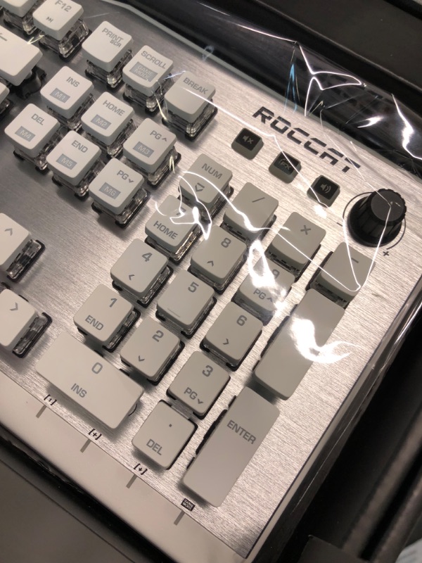 Photo 4 of ROCCAT Vulcan 122 Mechanical PC Tactile Gaming Keyboard, Titan Switch, AIMO RGB Backlit Lighting Per Key, Detachable Palm/Wrist Rest, Anodized Aluminum Top Plate, Full Size, White/Silver