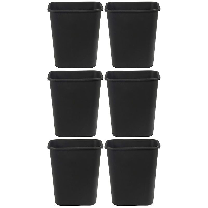 Photo 1 of AmazonCommercial 7 Gallon Commercial Office Wastebasket, Black, 6-Pack