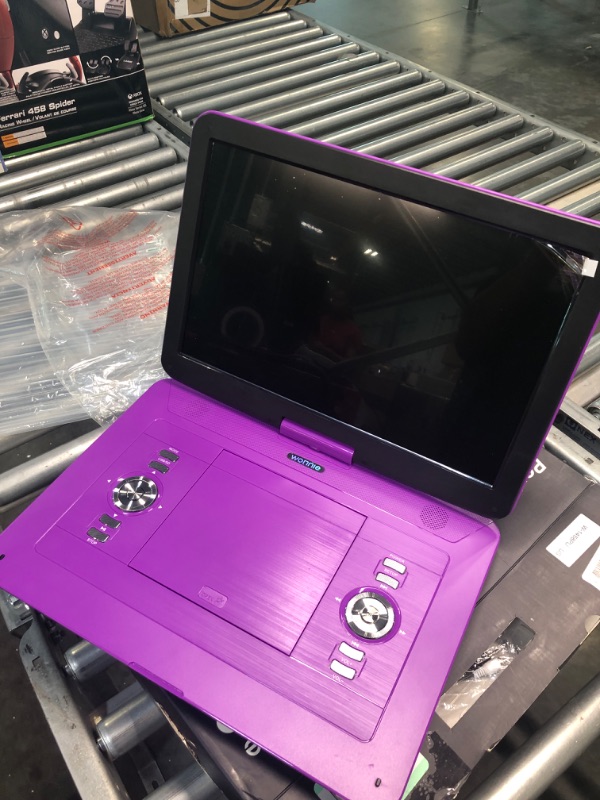 Photo 4 of WONNIE 17.9" Portable DVD/CD Player with 15.4" Large Swivel HD Screen, 6 Hours 5000mAH Rechargeable Battery, Support USB/SD Card/Sync TV, Regions Free, Car Charger, Remote Control for Kids, Purple