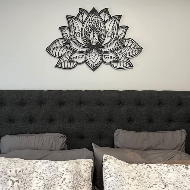 Photo 1 of 3D Metal Mandala Wall Art, Lotus Flower Wall Art, Bedroom Wall Decor, Living Room Wall Art, Wall Hangings, Home Decor, Spiritual Wall Art (27 x 17/68 x 44 cm)