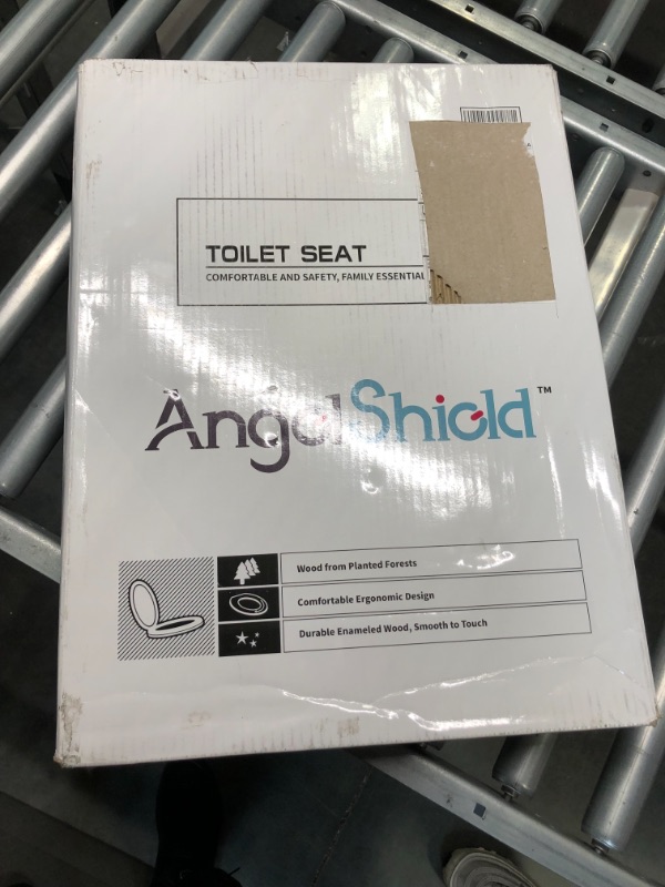 Photo 2 of Angel Shield Elongated Wood Toilet Seat with Quiet Close,Easy Clean,Quick-Release Hinges(Elongated,Dark Walnut) Elongated-18.5" Dark Walnut