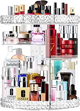 Photo 1 of 360 Rotating Makeup Organizer Large Capacity Cosmetics Organizer Beauty Organizer Clear Cosmetic Storage Display Case with 8 Layers and Detachable Shelves for Bedroom Dresser