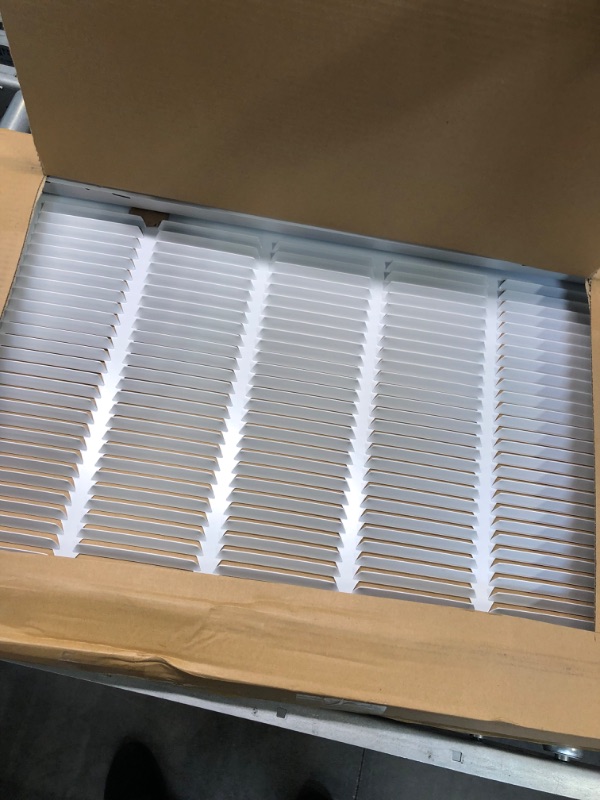 Photo 4 of 24" X 16 Steel Return Air Filter Grille for 1" Filter - Fixed Hinged - Ceiling Recommended - HVAC DUCT COVER - Flat Stamped Face - White [Outer Dimensions: 26.5 X 17.75] 24 X 16