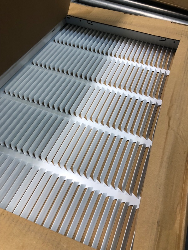 Photo 3 of 24" X 16 Steel Return Air Filter Grille for 1" Filter - Fixed Hinged - Ceiling Recommended - HVAC DUCT COVER - Flat Stamped Face - White [Outer Dimensions: 26.5 X 17.75] 24 X 16