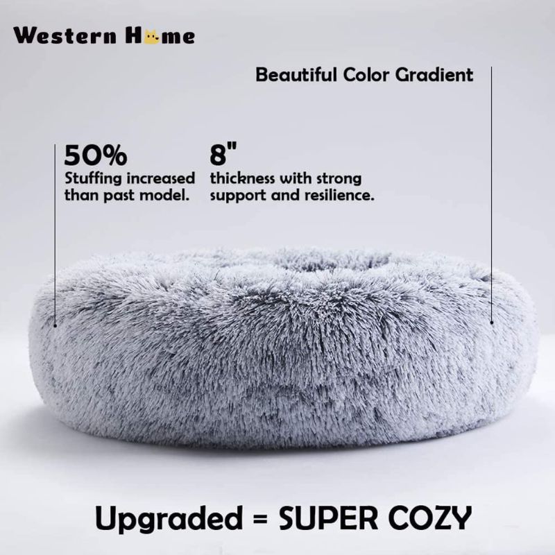 Photo 1 of Western Home Faux Fur Dog Bed & Cat Bed, Original Calming Dog Bed for Small Medium Large Pets, Anti Anxiety Donut Cuddler Round Warm Washable Cat Bed...