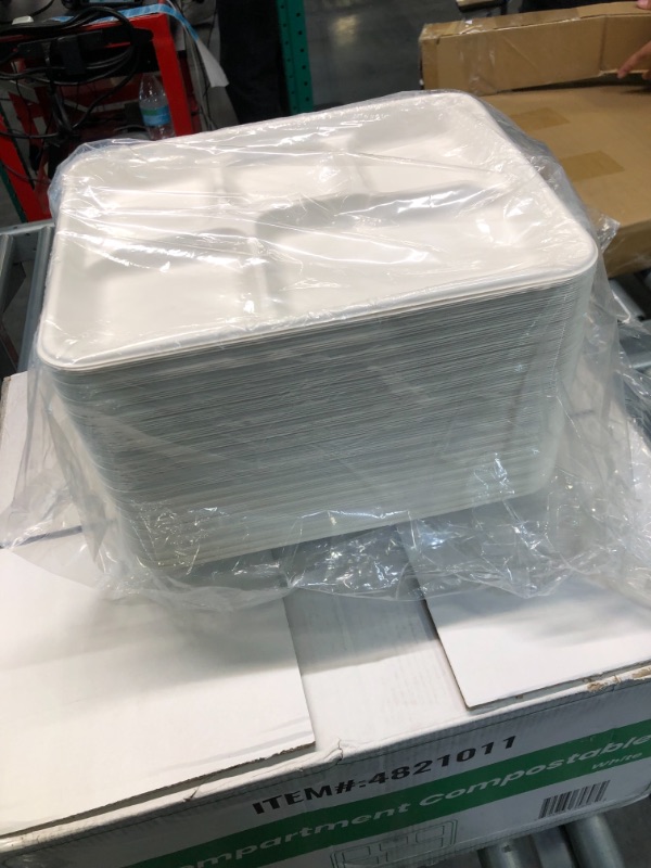 Photo 3 of [125 Pack] 5 Compartment Trays, 100% Compostable Paper Plate tray, School Bagasse Lunch trays, Buffet, and Party, Disposable trays with 5 compartment, Biodegradable