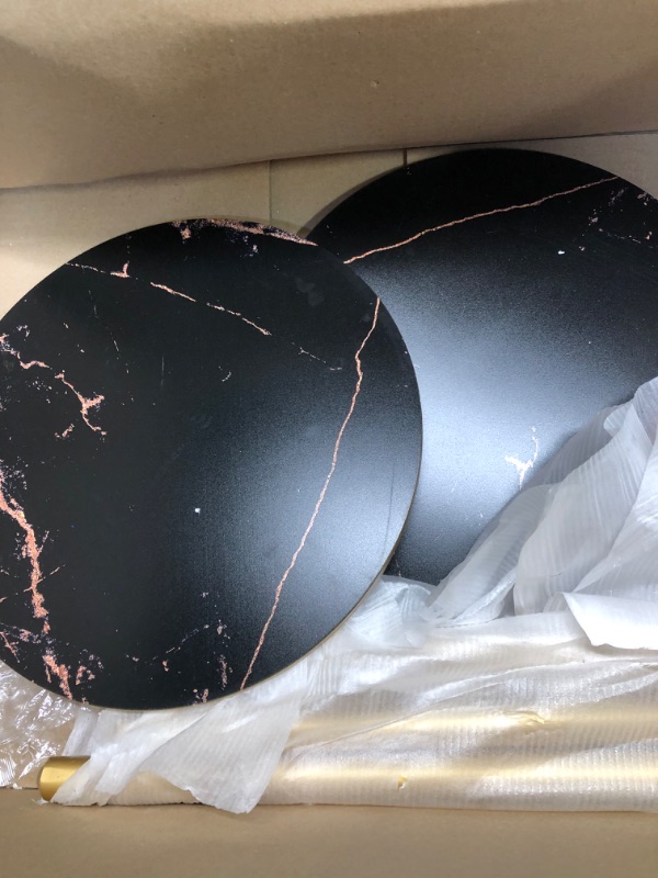 Photo 3 of 2 Black Marble Like Stool With Gold Legs