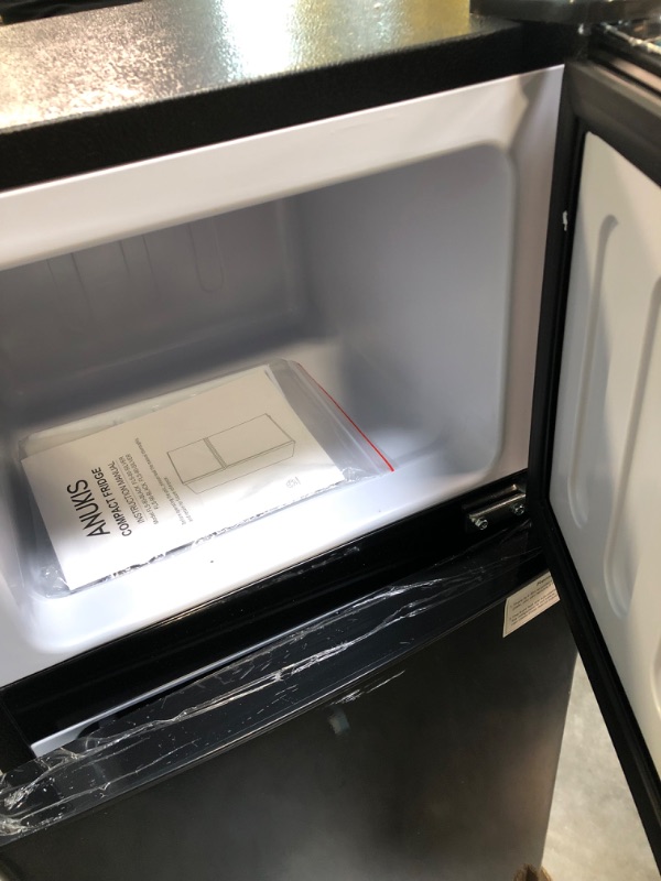 Photo 6 of Anukis Compact Refrigerator 4.0 Cu Ft 2 Door Mini Fridge with Freezer For Apartment, Dorm, Office, Family, Basement, Garage, Black
