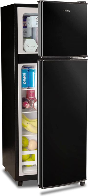 Photo 1 of Anukis Compact Refrigerator 4.0 Cu Ft 2 Door Mini Fridge with Freezer For Apartment, Dorm, Office, Family, Basement, Garage, Black

