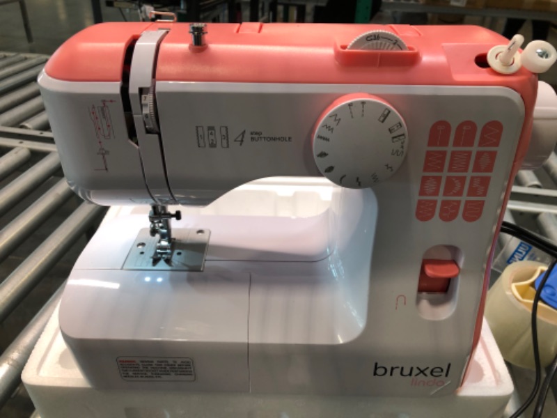 Photo 2 of Bruxel Linda Portable Sewing Machine | Easy-To-Use Beginners Sewing Machine with 12-Stitches |Foot Pedal Included | Sewing Machine Accessories
