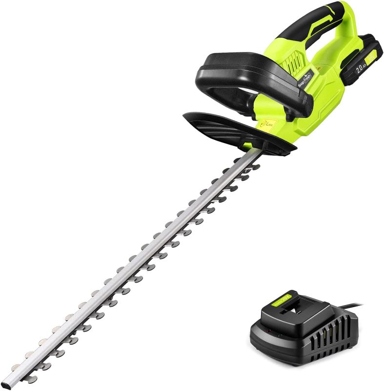 Photo 1 of Cordless Hedge Trimmer - SnapFresh 20V Electric Hedge Trimmer 22" Dual-Action Blade, Grass Trimmer with 2.0Ah Battery and Charger, Bush Trimmer, Shrub Trimmer
