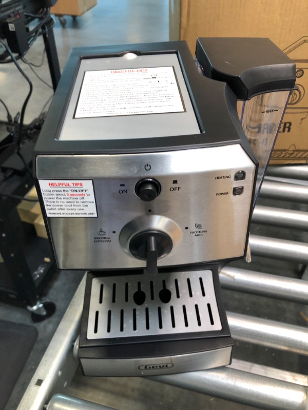 Photo 7 of Gevi Espresso Machines 15 Bar Fast Heating Cappuccino Coffee Maker with Foaming Milk Frother Wand for Espresso, Latte Machiato, 1.25L Removable Water Tank, Double Temperature Control System, 1350W Silver Espresso Machine