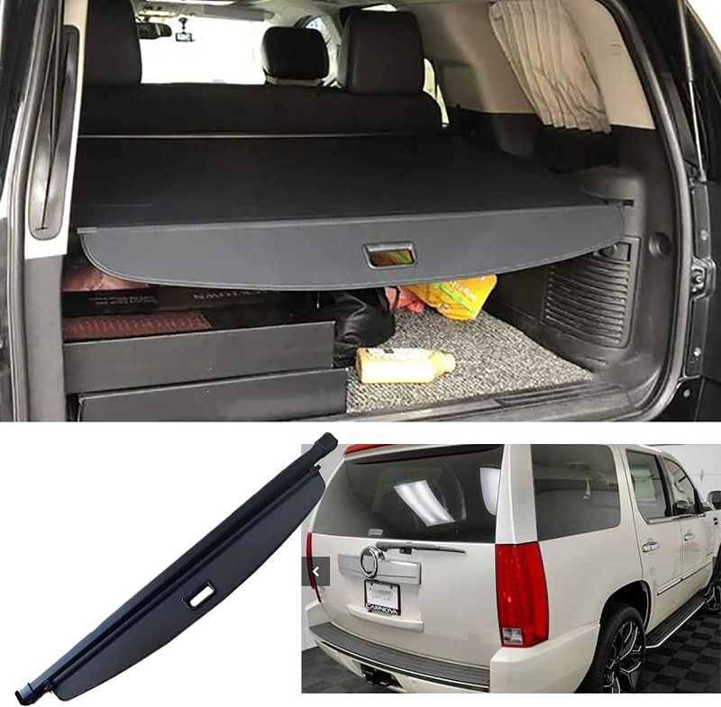 Photo 1 of Kaungka Cargo Cover Compatible for 2007-2014 Cadillac Escalade Chevrolet Tahoe GMC Yukon 2007-2013 Black Trunk Shielding Shade (Updated Version) (ONLY FIT for POWER REAR GATE)
