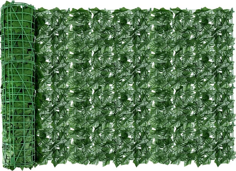 Photo 1 of AGJIDSO Artificial Ivy Privacy Fence Screen, 118"x39" Artificial Hedges Fence, Anti-Ultraviolet Artificial Faux Ivy Hedge for Outdoor, Garden Decor, Sweet Potato Leaves
