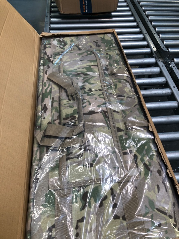 Photo 2 of Double Rifle Bag | 2 Rifles + 2 Pistols Tuckable Backpack Straps | COMBAT VETERAN OWNED COMPANY | Waterproof Padded Lockable Carbine or Long Gun Case 36" x 12" Double Rifle Case Coyote CAMO