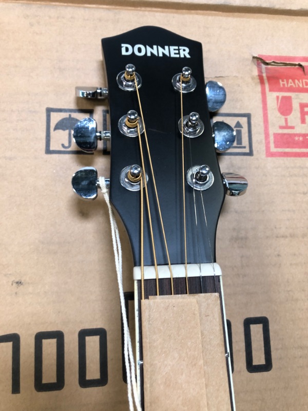 Photo 1 of Donner Black Acoustic Guitar for Beginner Adult with Free Online Lesson Full Size Dreadnought Acustica Guitarra Bundle Kit with Bag Strap Tuner Capo Pickguard Pick, Right Hand 41 Inch, DAG-1B/DAD-160D Black Dreadnought