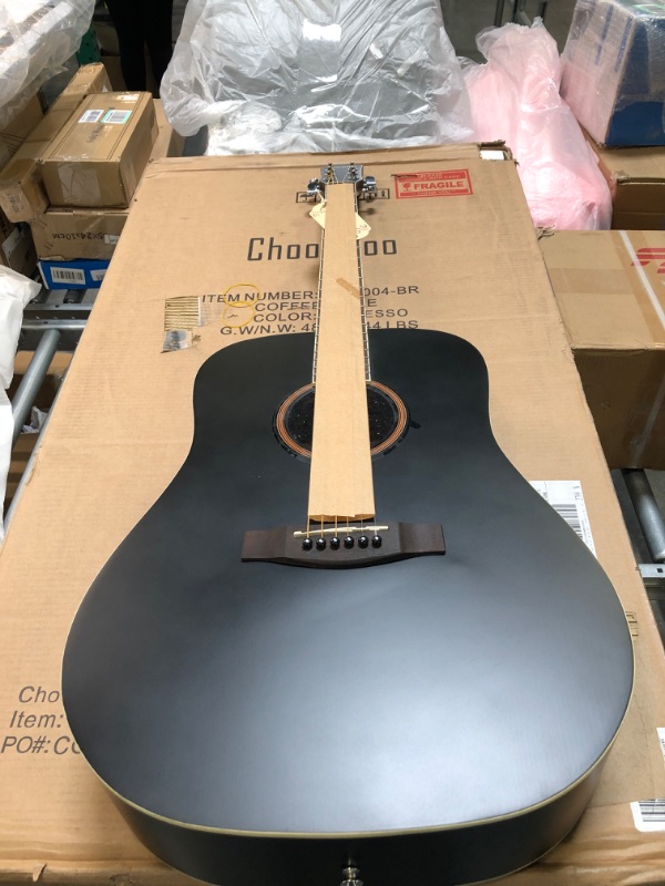 Photo 1 of Donner Black Acoustic Guitar for Beginner Adult with Free Online Lesson Full Size Dreadnought Acustica Guitarra Bundle Kit with Bag Strap Tuner Capo Pickguard Pick, Right Hand 41 Inch, DAG-1B/DAD-160D Black Dreadnought