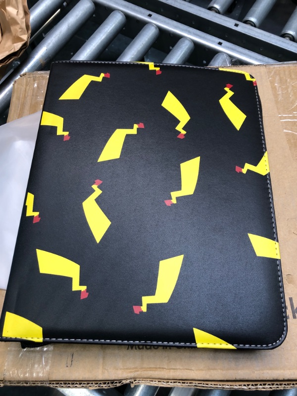 Photo 2 of WEWOW Carrying Case Binder for Pokemon Cards, Trading Card Binder Fits 900 Cards with 50 Pages, 9-Pocket Card Binder Holder Collector Album Storage Book Folder for Pokemon Cards 9black-yellowtail